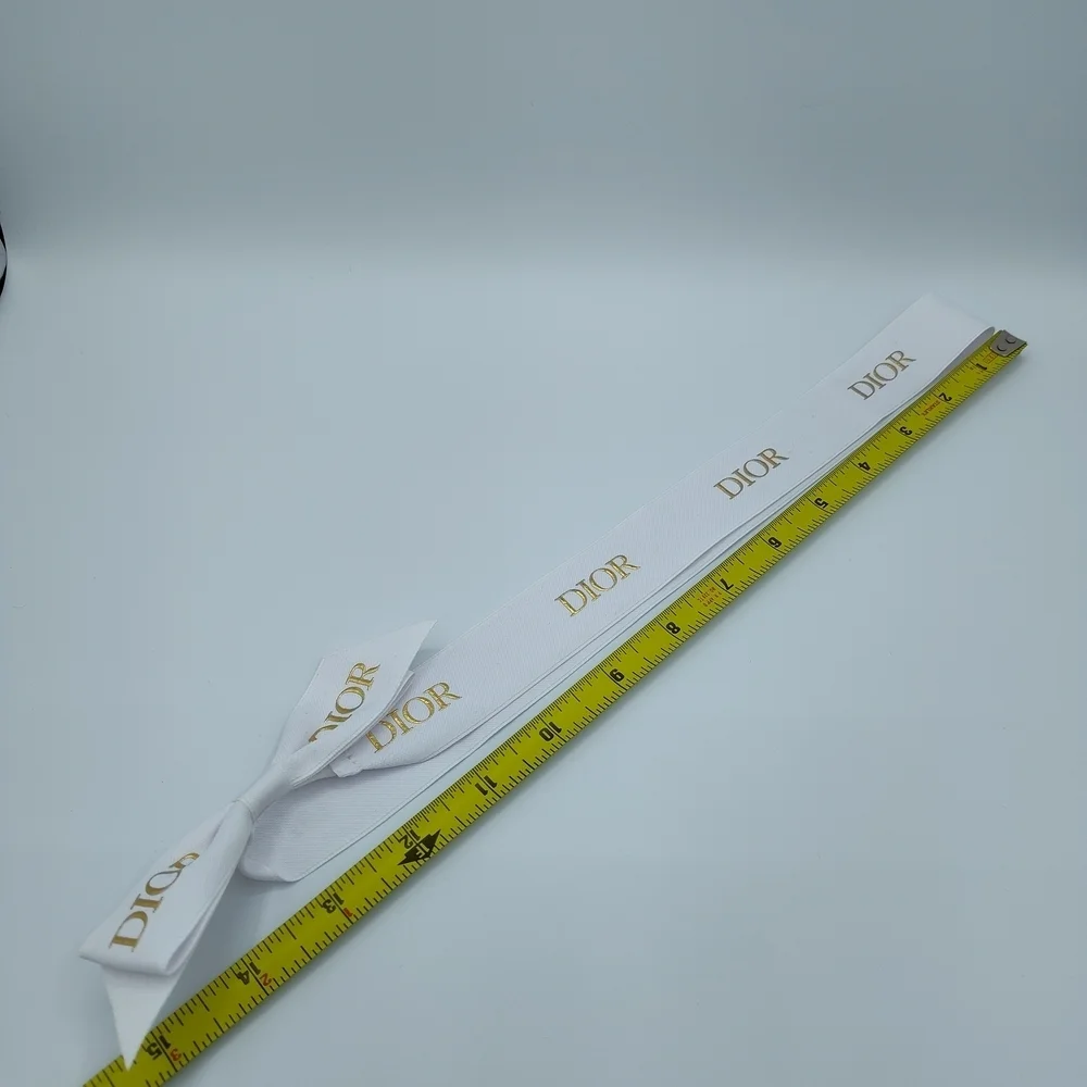 Dior White Gold Logo Ribbon Bow | 24" Pre-Tied Gift Ribbon | Lux Packaging EUC - Picture 2 of 3